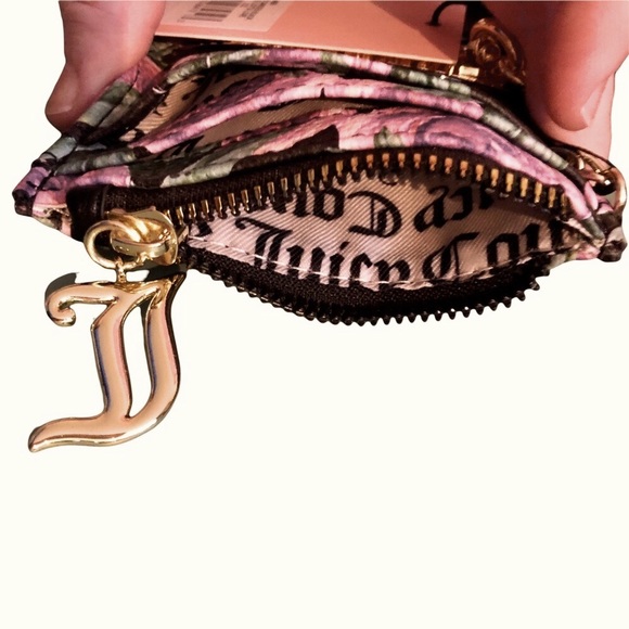 JUICY COUTURE | Moody Garden Black Floral Card Holder Gold Gothic Logo/Keychain - Picture 7 of 10